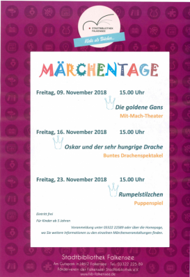 Oskar und der sehr hungrige Drache - Buntes Drachenspektakel im Rahmen der 29. Berliner Märchentage zu Gast in Brandenburg