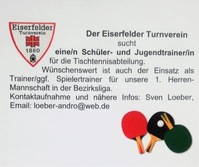 Foto zur Meldung: Schüler- und Jugendtrainer für Tischtennis gesucht! Foto zur Meldung: Schüler- und Jugendtrainer für Tischtennis gesucht!