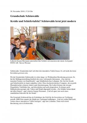 Foto zur Meldung: Lausitzer Rundschau: Kreide und Schiefertafeln? Schönwalde lernt jetzt modern