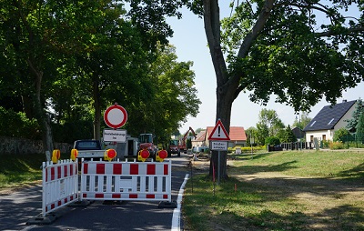 Straßenbauarbeiten in Hohenselchow am 9. August 2018