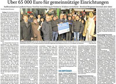 Über 65.000 Euro für gemeinnützige Einrichtungen