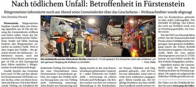 Nach tödlichem Unfall: Betroffenheit in Fürstenstein