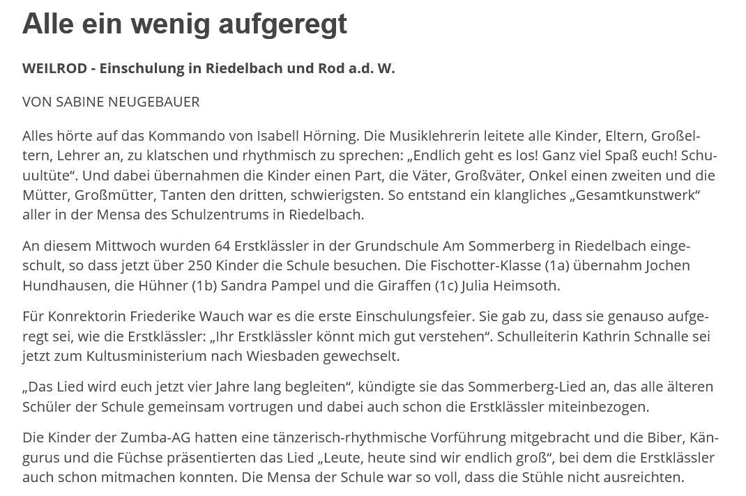 Artikel zur Einschulung