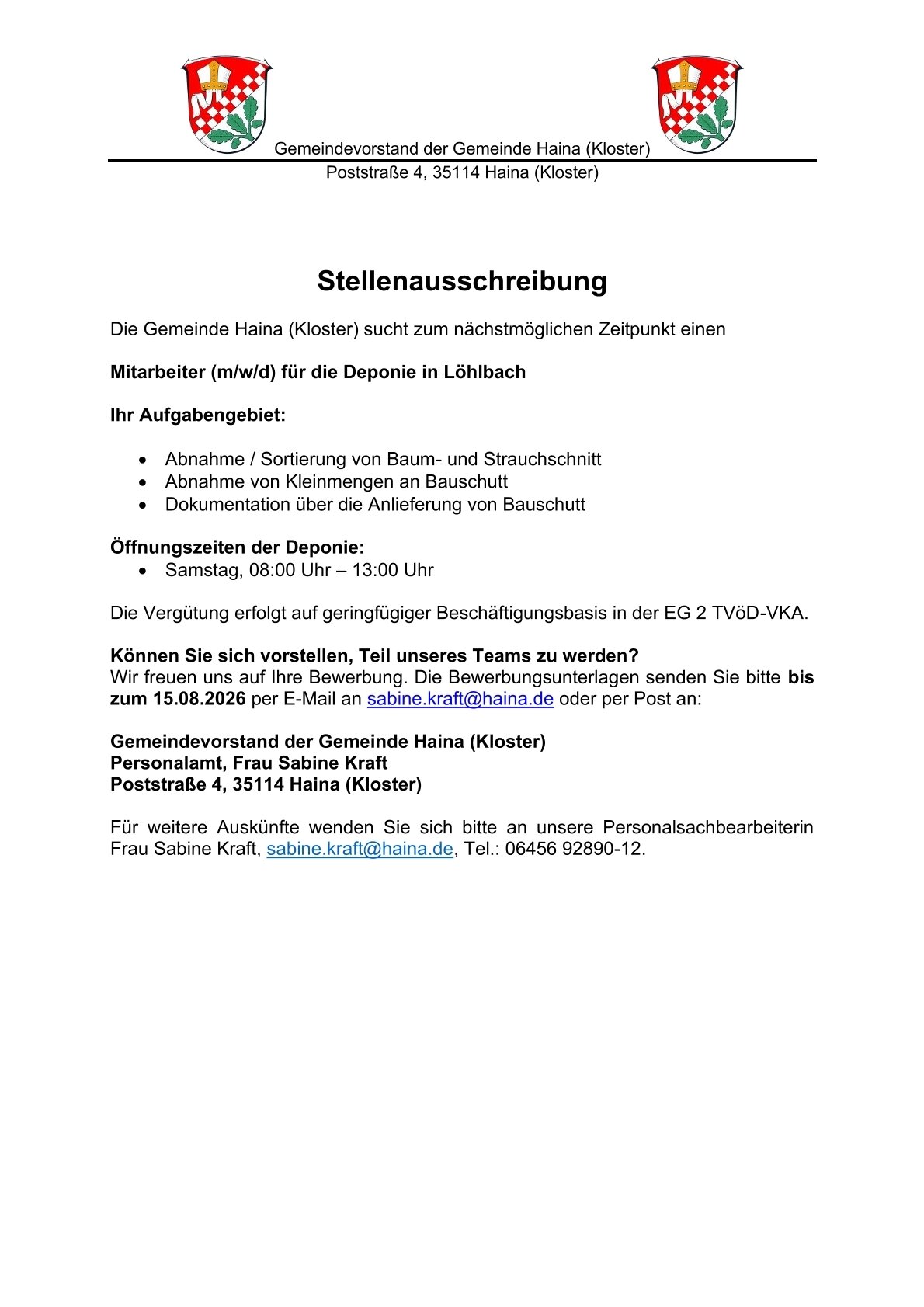 Stellenausschreibung