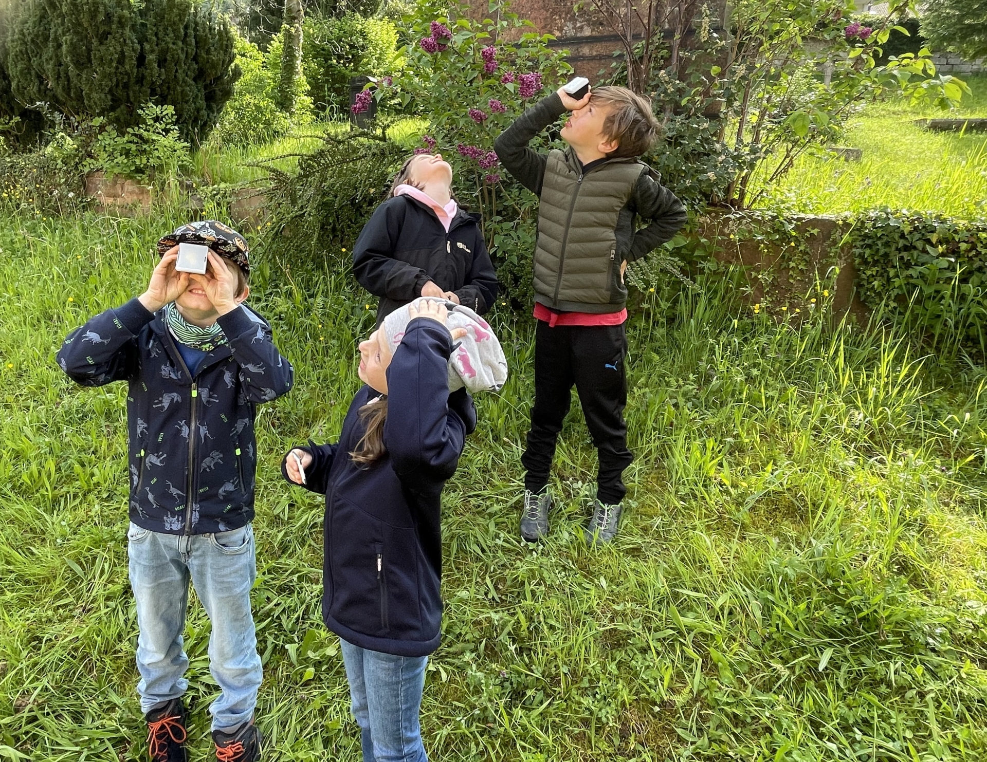 Die Kinder beobachten mit dem "Gucki"