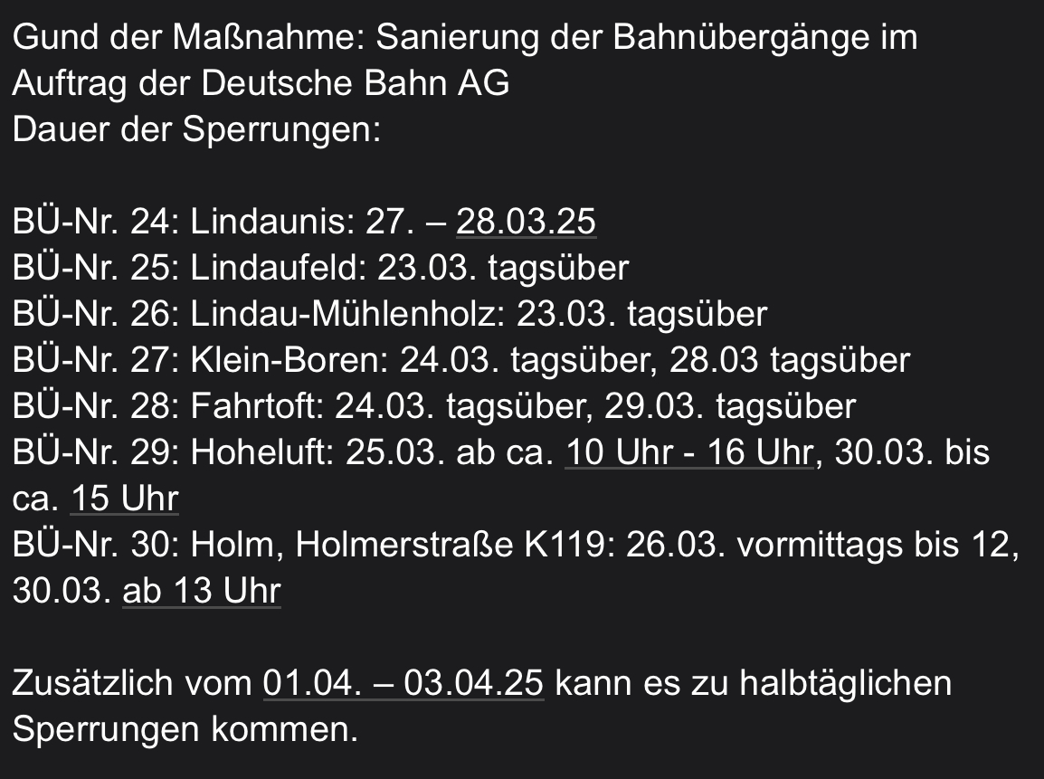 Sanierung Bahnübergänge