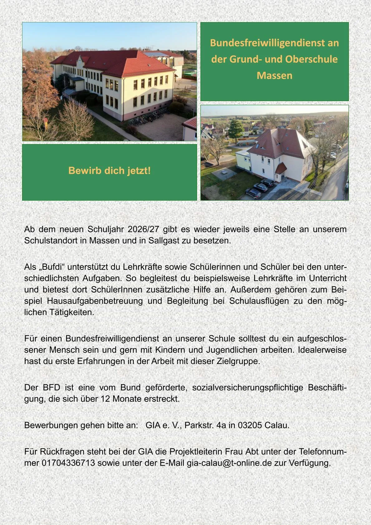 Bundesfreiwilligendienst an der GOS Massen
