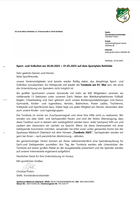 Informationen Tombola