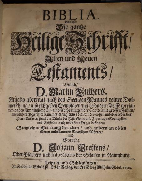 Luther-Bibel von Johann Pretten ((1634-1708)