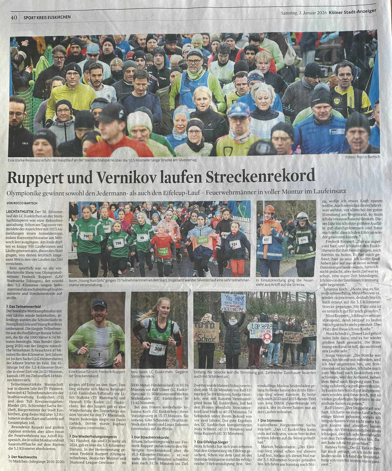 Bericht zum Silvesterlauf 2025 von Rocco Bartsch (Kölner Stadt-Anzeiger)