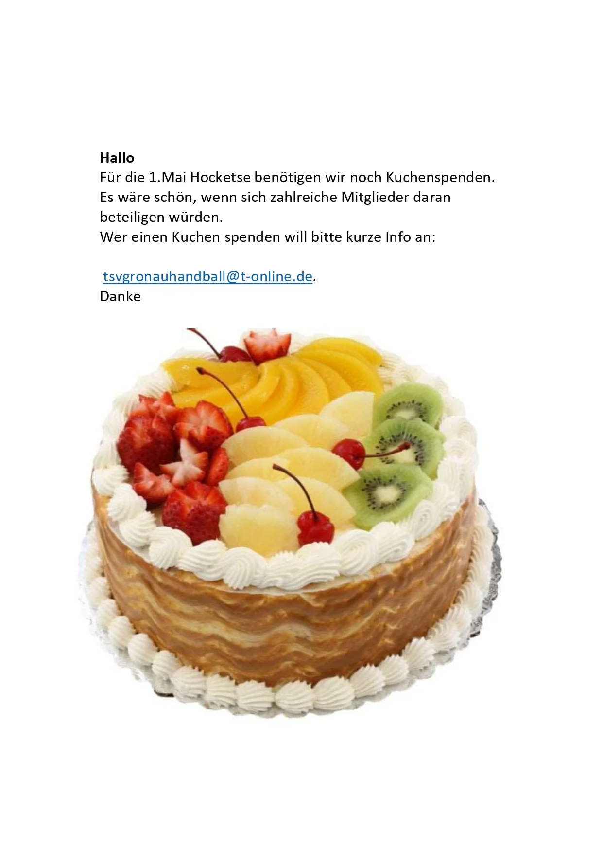 Kuchenspenden Maihocketse