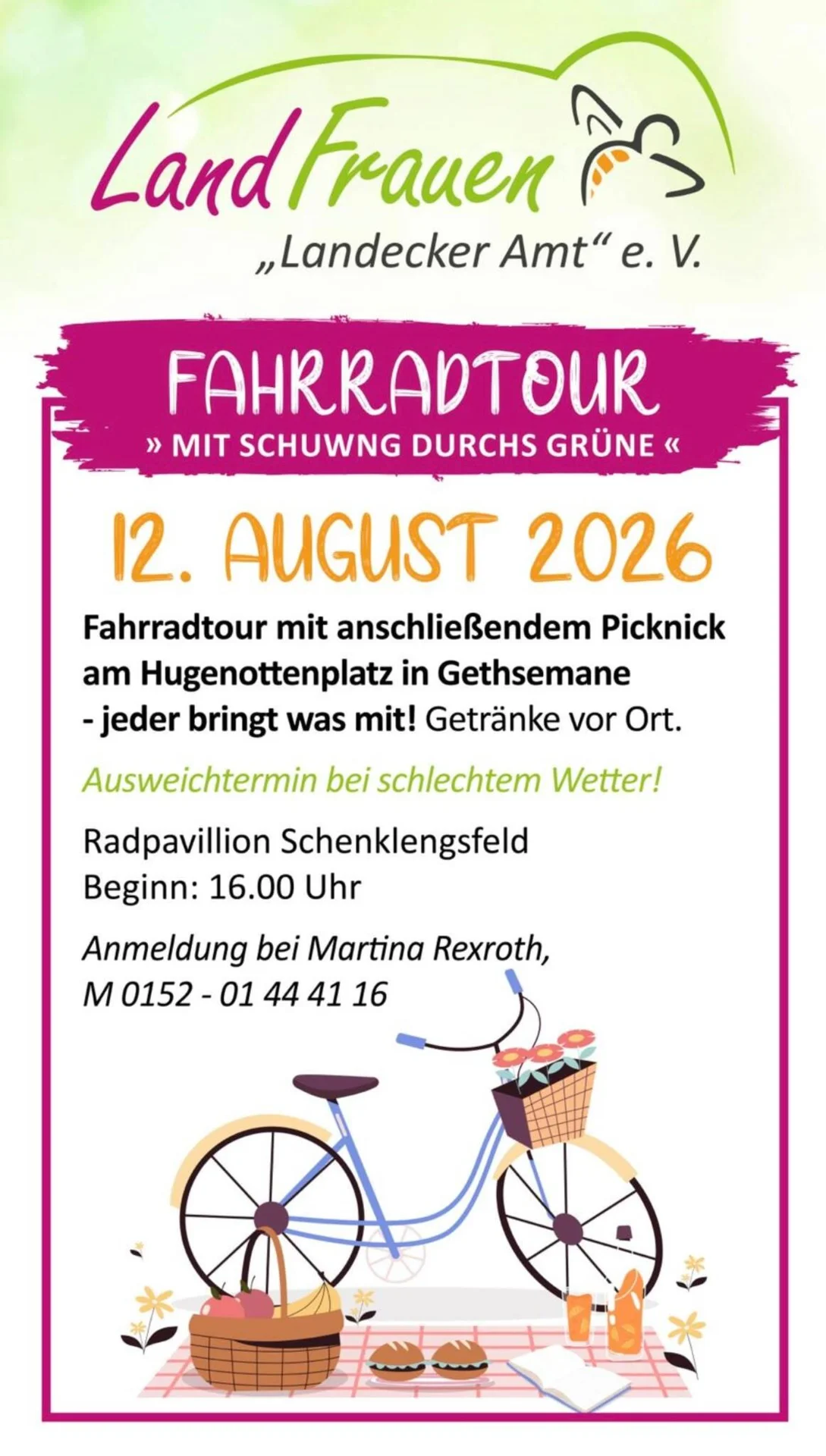 Fahrradtour mit den Landfrauen am 12.08.2026