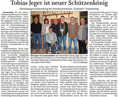 Tobias Jeger ist neuer Schützenkönig