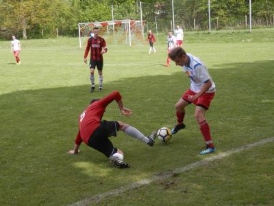Gegen den Doberaner FC zeigte der FC Seenland ein ordentliches Spiel mit einsatzstark resoluten Zweikämpfen, hier behauptet Warins Mittelfeldspieler Taras Khlan (r) den Ball an der Seitenlinie gegen einen Gästespieler. (Bild vergrößern)