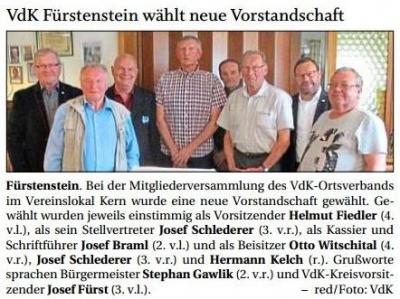VdK Fürstenstein wählt neue Vorstandschaft