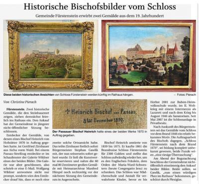 Historische Bilder von Schloss Fürstenstein; PNP v. 17.08.2019