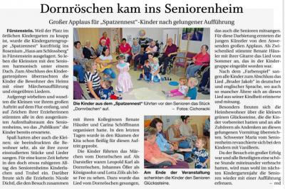 Dornröschen kam ins Seniorenheim; PNP v. 20.08.2019