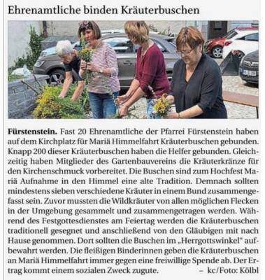 Kräuterbuschen zu Maria Himmelfahrt; PNP v. 17.08.2019