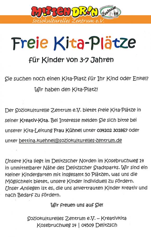 Soziokulturelles Zentrum "Mittendrin" Wir haben noch freie KitaPlätze!!