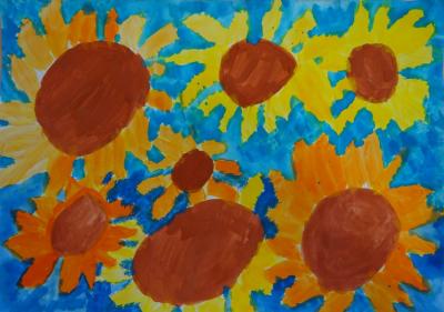 Foto zur Meldung: Klasse 3a: Sonnenblumen