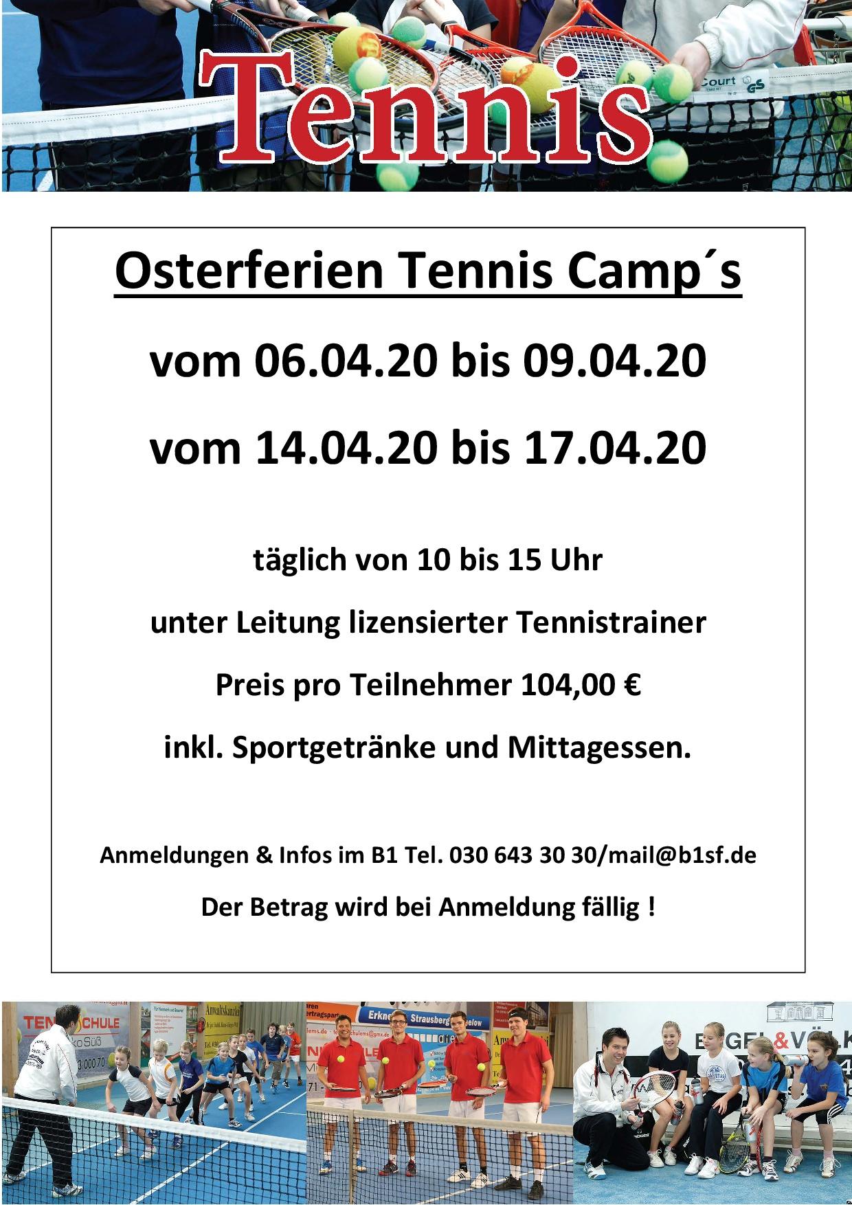 B1 Sport Und Freizeit Tenniscamp In Den Osterferien 2020