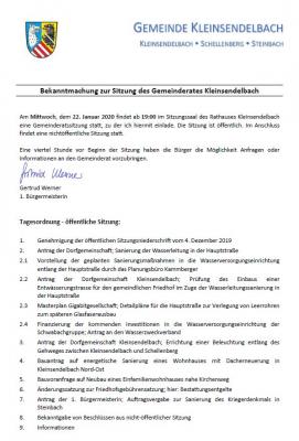 Sitzung des Gemeinderates Kleinsendelbach am 22.01.2020 (Bild vergrößern)