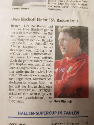 Meldung: Cheftrainer Uwe Bischoff geht in seine 5.Saison