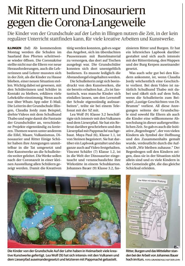 Bild der Meldung: Kreative Schülerarbeiten in der Coronazeit