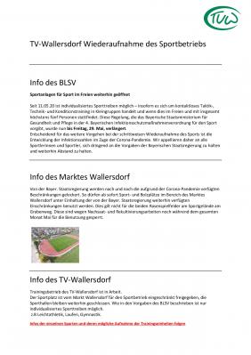 TV-Wallersdorf Wiederaufnahme des Sportbetriebs