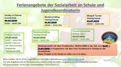 Vorschaubild : Ferienangebot der Sozialarbeit an Schule und Jugendkoordinatorin