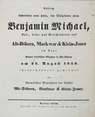 Urkunde Benjamin Michael - Deckblatt