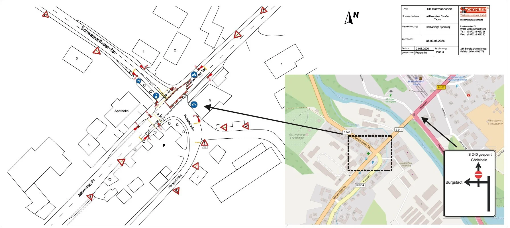 Straßensperrung MW Str. Taura