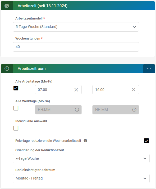 Mitarbeiter Allgemeine Einstellungen