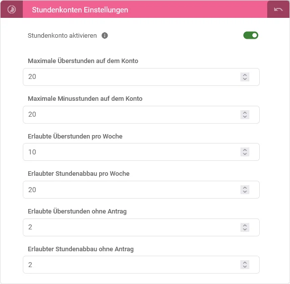 Stundenkontoeinstellungen Aushilfe