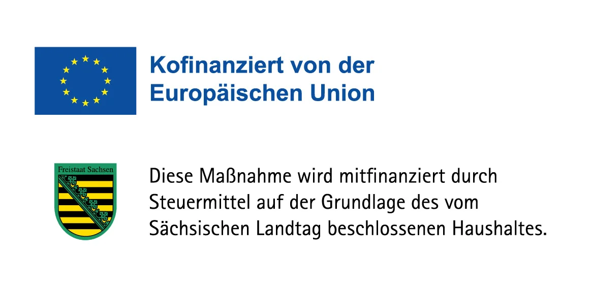 Logos Fördermittel EU und Land Sachsen