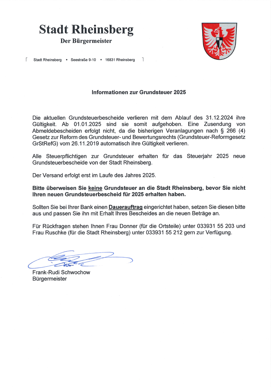 Information zur Grundsteuer 2025