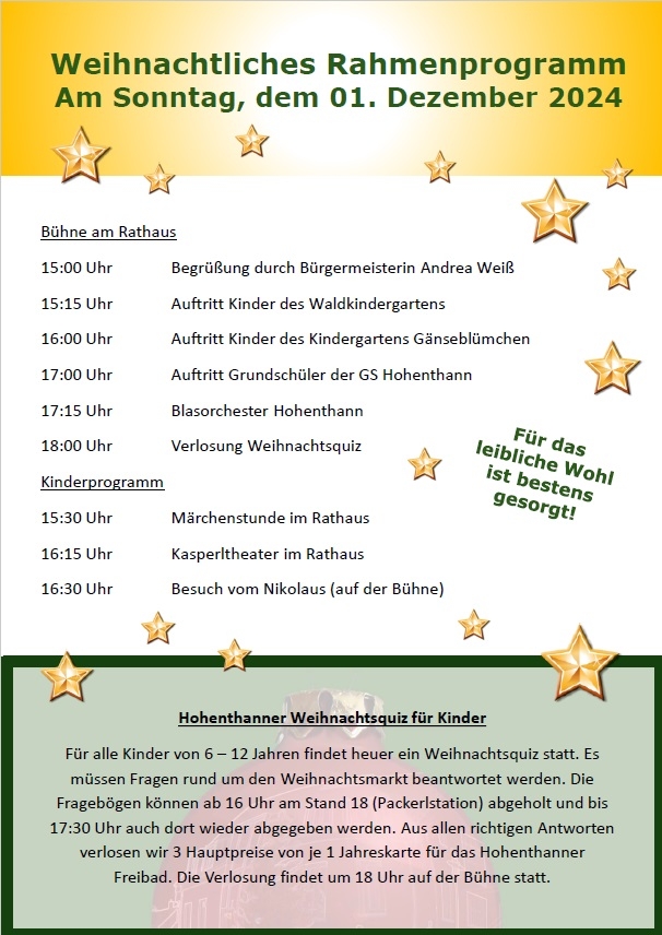 Programm Weihnachtsmarkt 