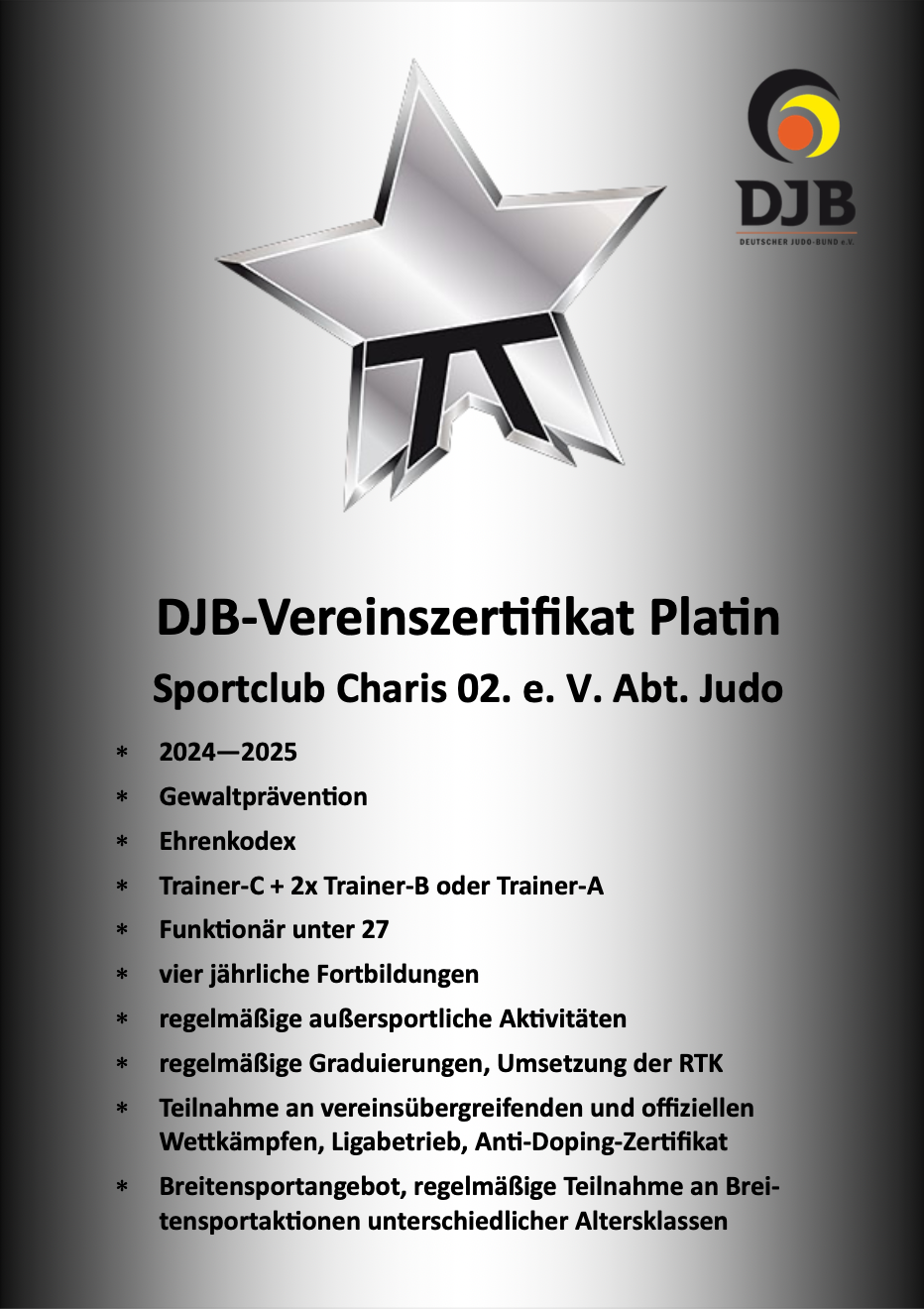 DJB- Vereinszertifikat Platin