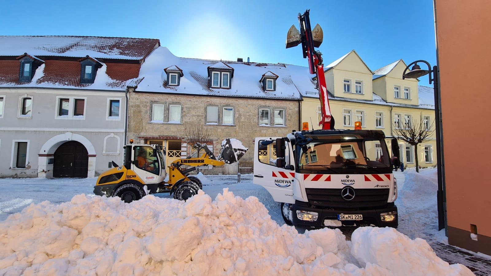 So wie hier auf dem Lederberg wurden mit Unterstützung von örtlichen Unternehmen die Straßen der Kernstadt vom Schnee beräumt.