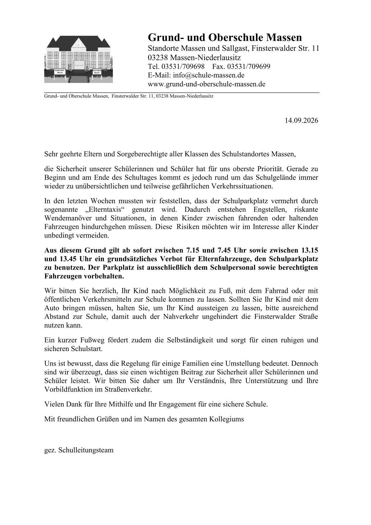 Bitte an die "Elterntaxi's