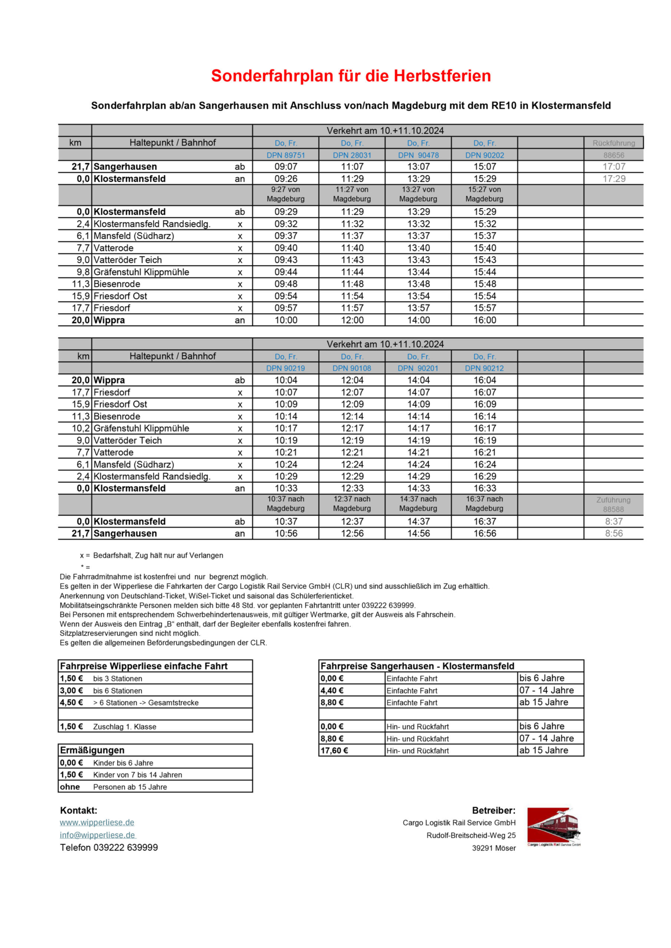 Ferienprogramm Wipperliese_Fahrplan