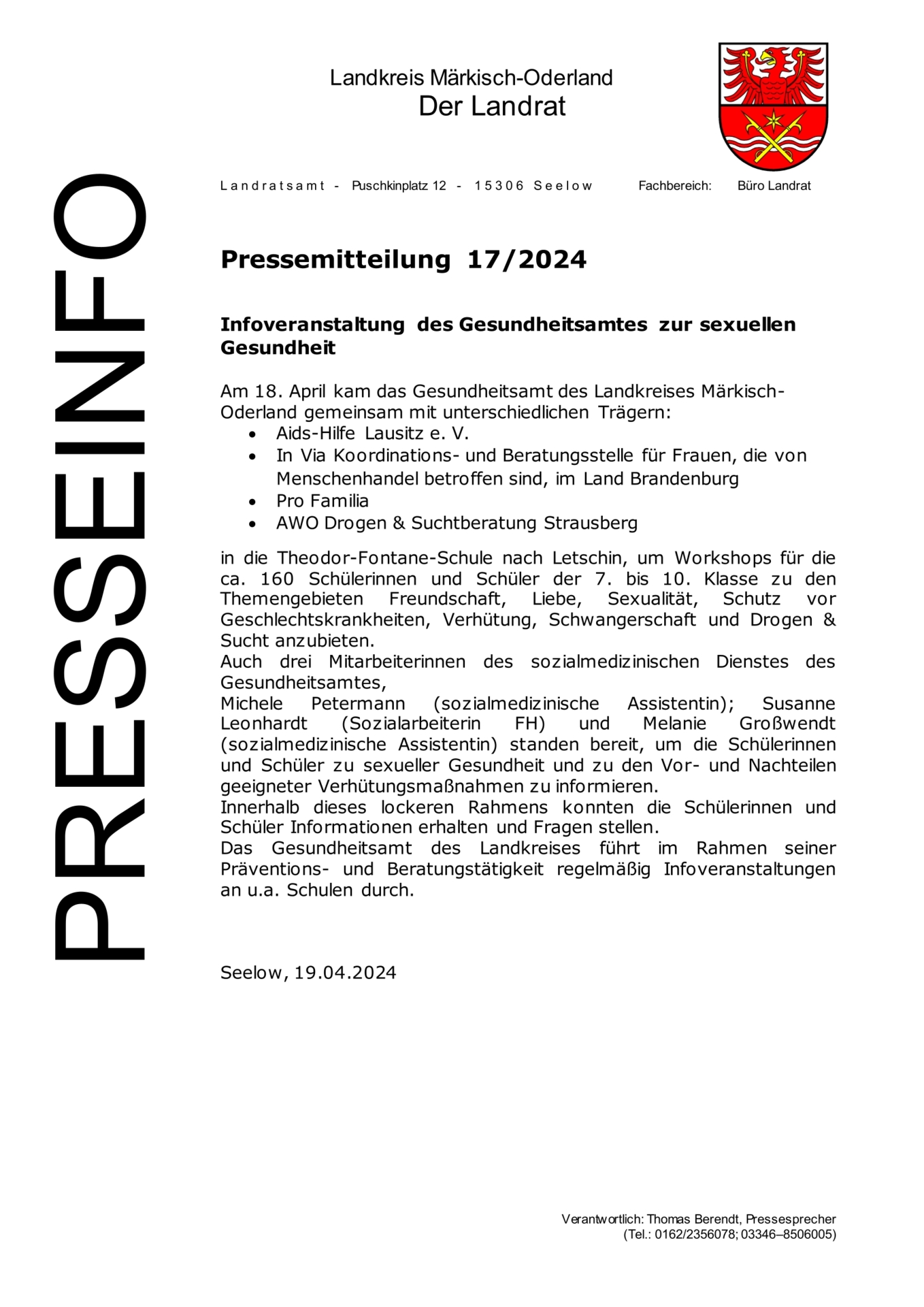 Pressemitteilung - 11.04.2024 - 172024 - Infoveranstaltung des Gesundheitsamtes zur sexuellen Gesund