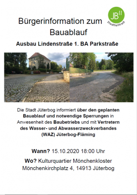 15.10.2020 Bürgerinformation - Ausbau Lindenstraße / 1. BA Parkstraße und Verdunstungsbecken (Bild vergrößern)