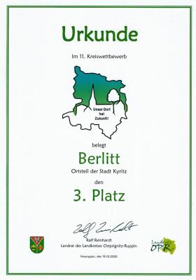 Vorschaubild zur Meldung: Unser Dorf hat Zukunft! Berlitt belegt den 3. Platz