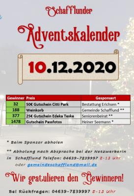 Adventskalender - Gewinner 10.12.