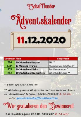 Adventskalender - Gewinner 11.12.