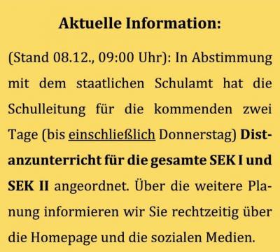Aktuelle Informationen zum Distanzunterricht der SEK I und SEK II der Prinz-von-Homburg-Schule