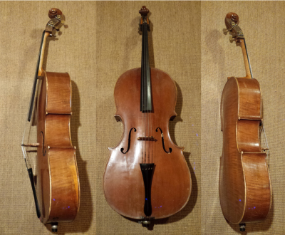 Dieses sehr alte Cello wartet darauf wieder repariert und gespielt zu werden. Fotos und Collage: Volker Schubert