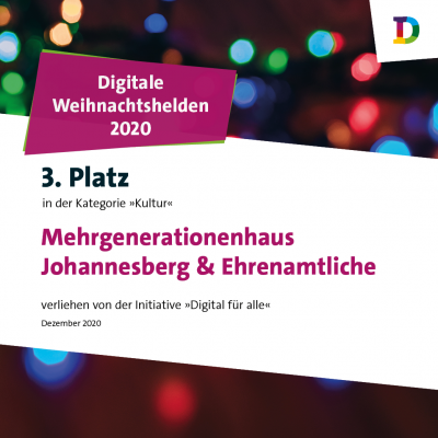 3. Platz des MGH beim Wettbewerb "Digitale Weihnachtshelden 2020"