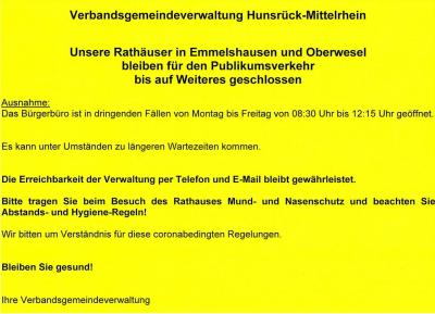Bild der Meldung: Rathäuser in Emmelshausen und Oberwesel bleiben für den Publikumsverkehr bis auf Weiteres geschlossen